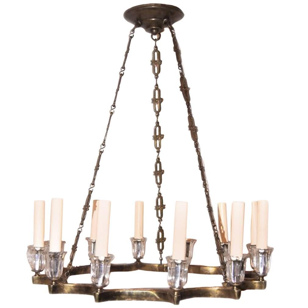 Gilt Bronze Moderne Chandelier
