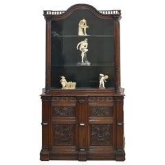 Antique Carved oak display cabinet