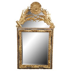 Antique French Napoleon III Giltwood Beveled Parcloses Mirror 50"