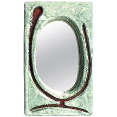 French Ceramic Mirror by Galerie Palissy Vallauris, circa 1960