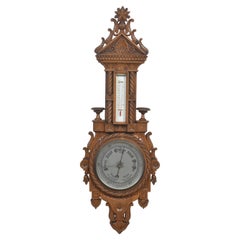 Carved oak wall hanging Banjo barometer