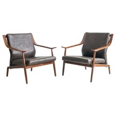 Paire de chaises longues danoises modernes à la manière d'Arne Hovmand Olsen