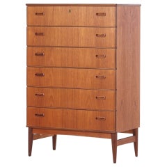 Arne Vodder Six Drawer Teak Highboy Dresser