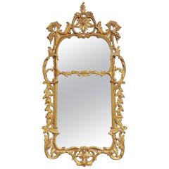 Large Mid-18th Century George III Rococo Style Carved Giltwood Mirror