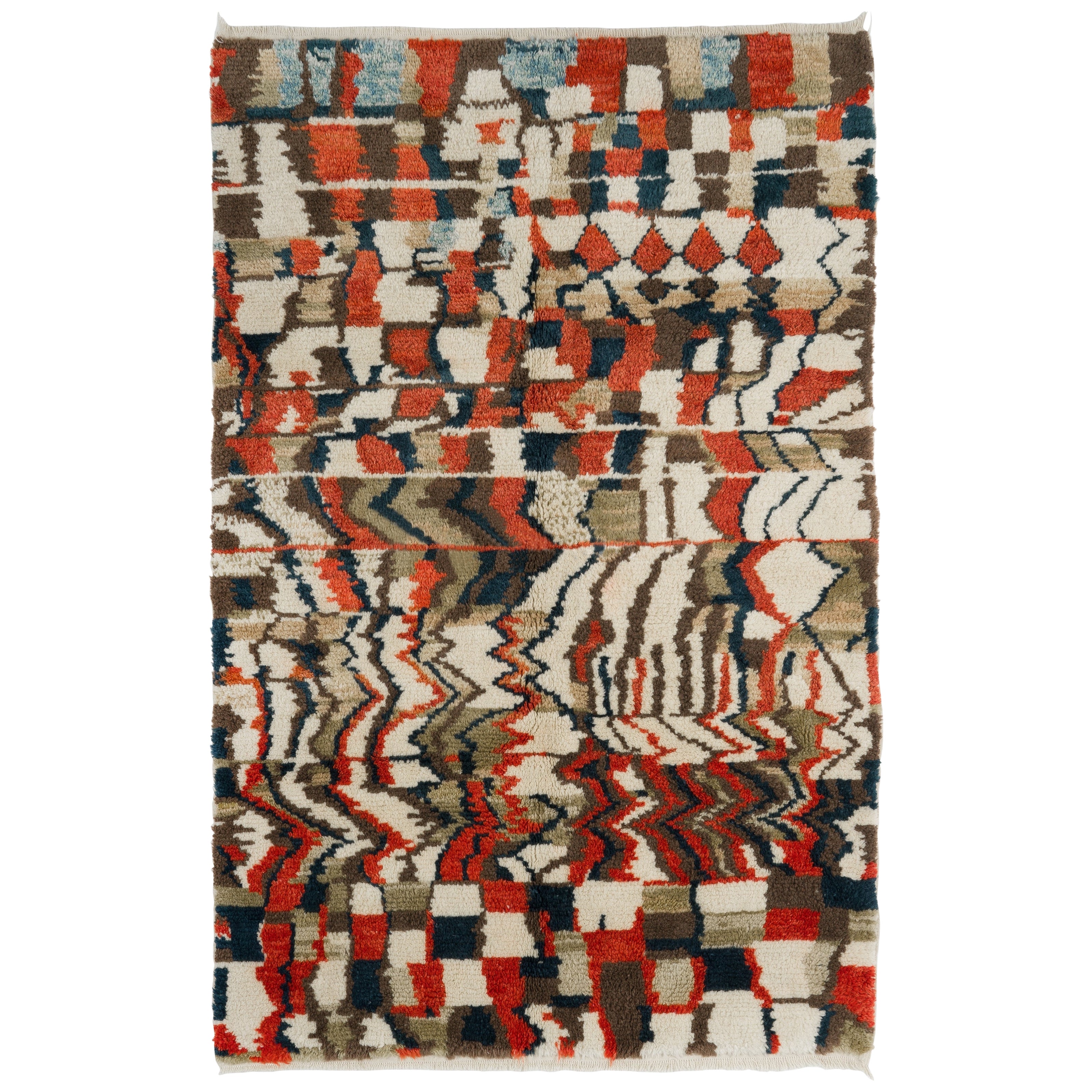 6x9 Ft Contemporary Hand-Knotted Wool Rug with Soft Thick Pile & Abstract Design