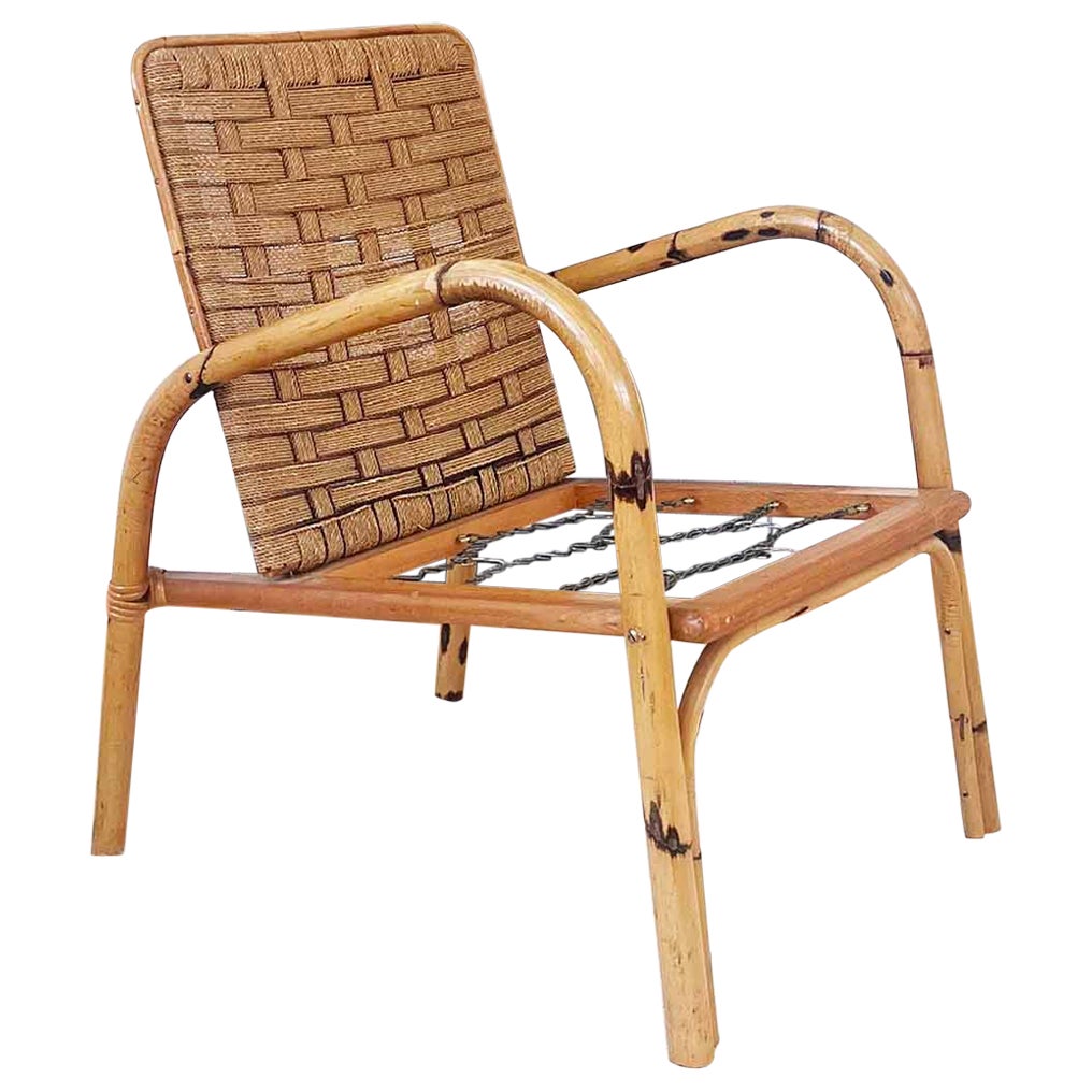 French 50s Brutalist Modern Armchair by Adrien Audoux & Frida Minet, France 1950 For Sale