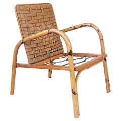 French 50s Brutalist Modern Armchair by Adrien Audoux & Frida Minet, France 1950
