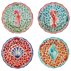 Dot Dot Dot D'été - Piatto da cena in ceramica dipinto a mano - Set di 4 pezzi