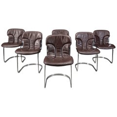 Chaises de salle à manger vintage par Willy Rizzo pour cidue, ensemble de 6 pièces, 1970