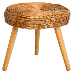 Tony Paul Attribution, Hocker, Holz, Schilfrohr, USA, 1950er Jahre