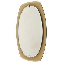 Midcentury Wandspiegel Abgeschrägter Rahmen aus Rauchglas von Veca, Italien 1970er