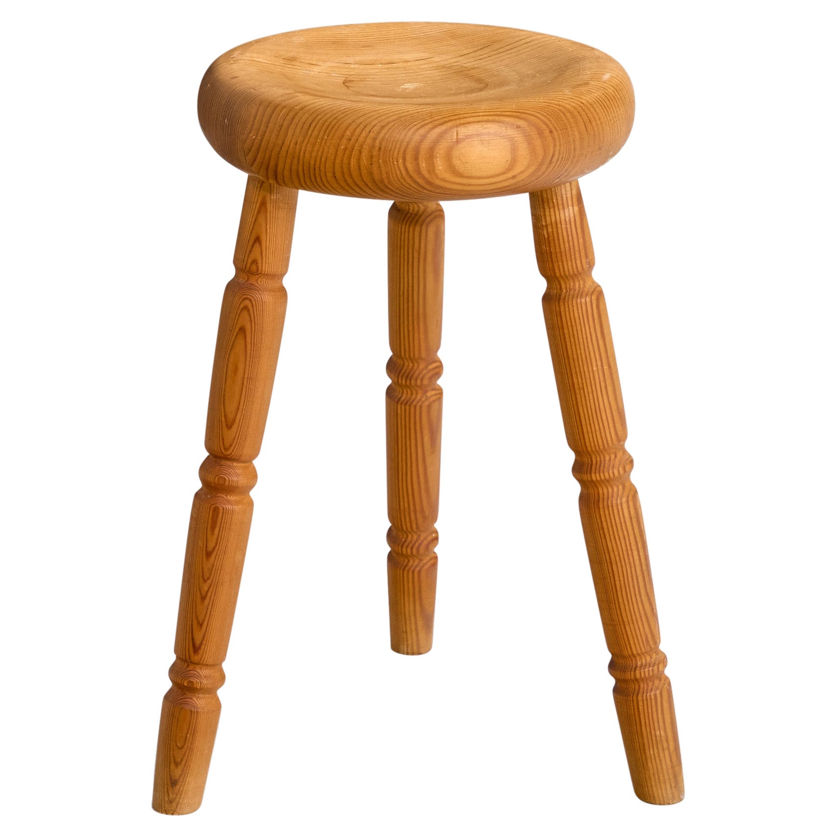 Tabouret de designer suédois, pin, Suède, années 1970