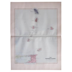 Large Original Antique Map of the The Windward Islands. 1894