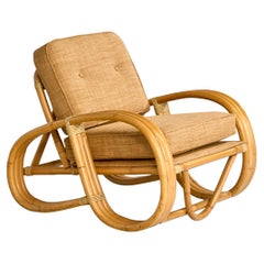 American Designer, Lounge Chair, Bamboo, Rattan, Fabric, USA, 1950s