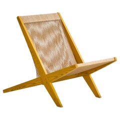 Danish Designer, Lounge Chair, Pine, Papercord, Denmark, 1960s