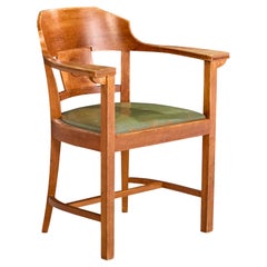Designer suédois, fauteuil, bouleau, cuir, Suède, années 1900