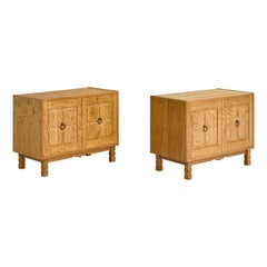 Danish Designer, Cabinets, Oak, Iron, Denmark, 1960s