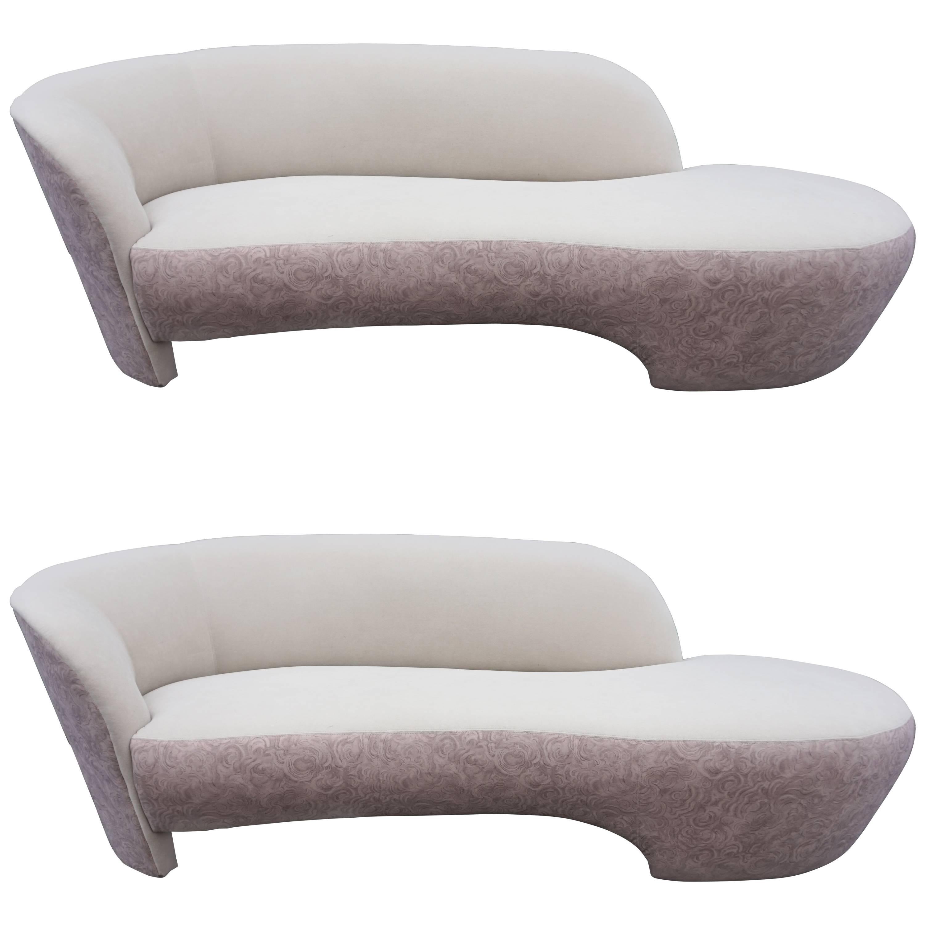 Pair of Vladimir Kagan Style Weiman Preview Kidney Shaped Sofas