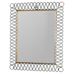 1950s Italian Wrought Iron Mirror With Scalloped Border