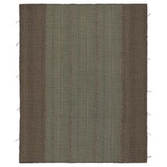Rug & Kilim's Modern Kilim Rug in Brown & Blue Textural Stripes (tapis moderne en Kilim à rayures texturées)