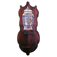 Fuente de lavabo de loza pintada a mano francesa de mediados de siglo de Desvres