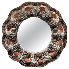 Vintage Coastal Shell Encrusted Ruffle Mirror