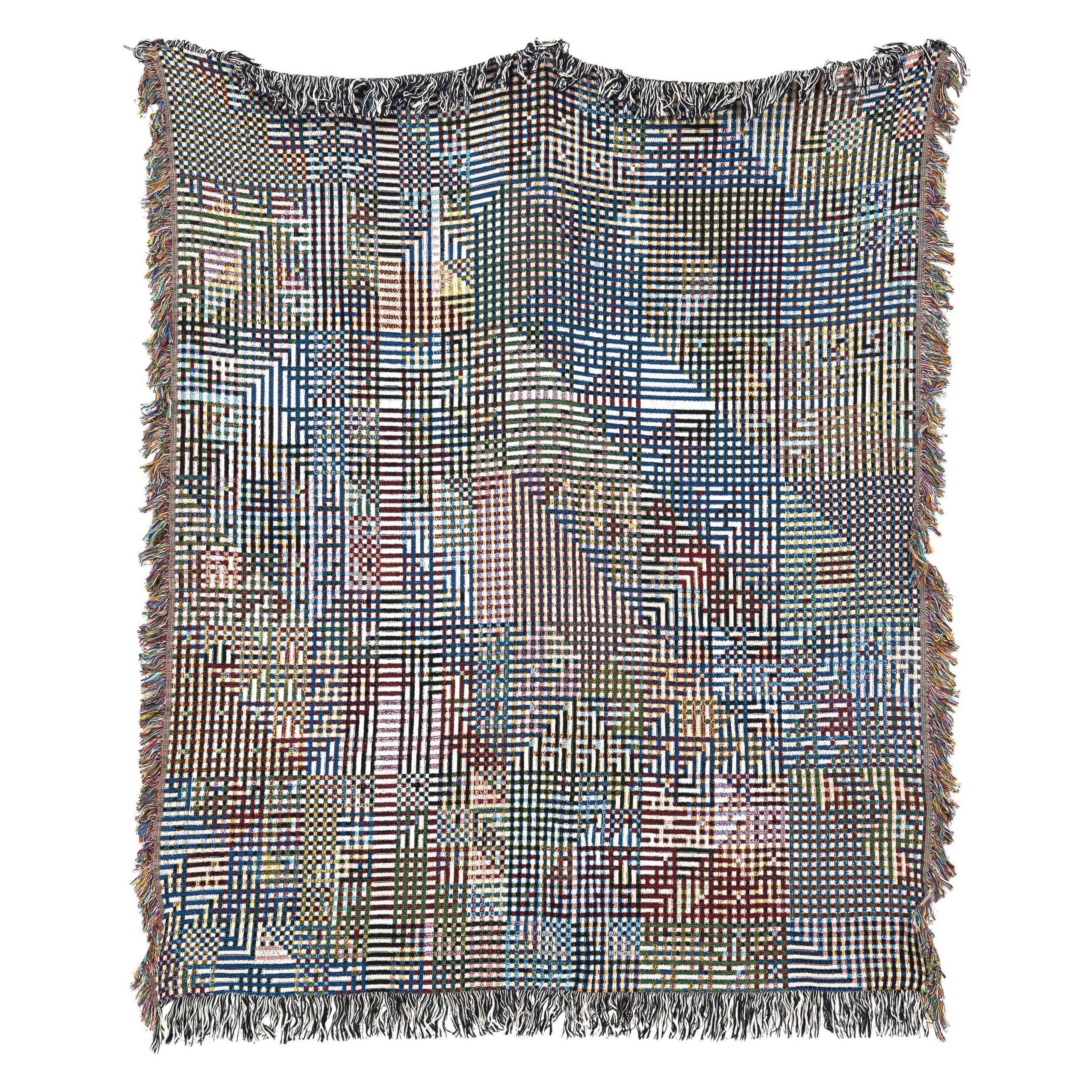 Bit Map 01, Luft Tanaka, Multicolor Graphic Woven Cotton Throw Blanket, 37"x52"