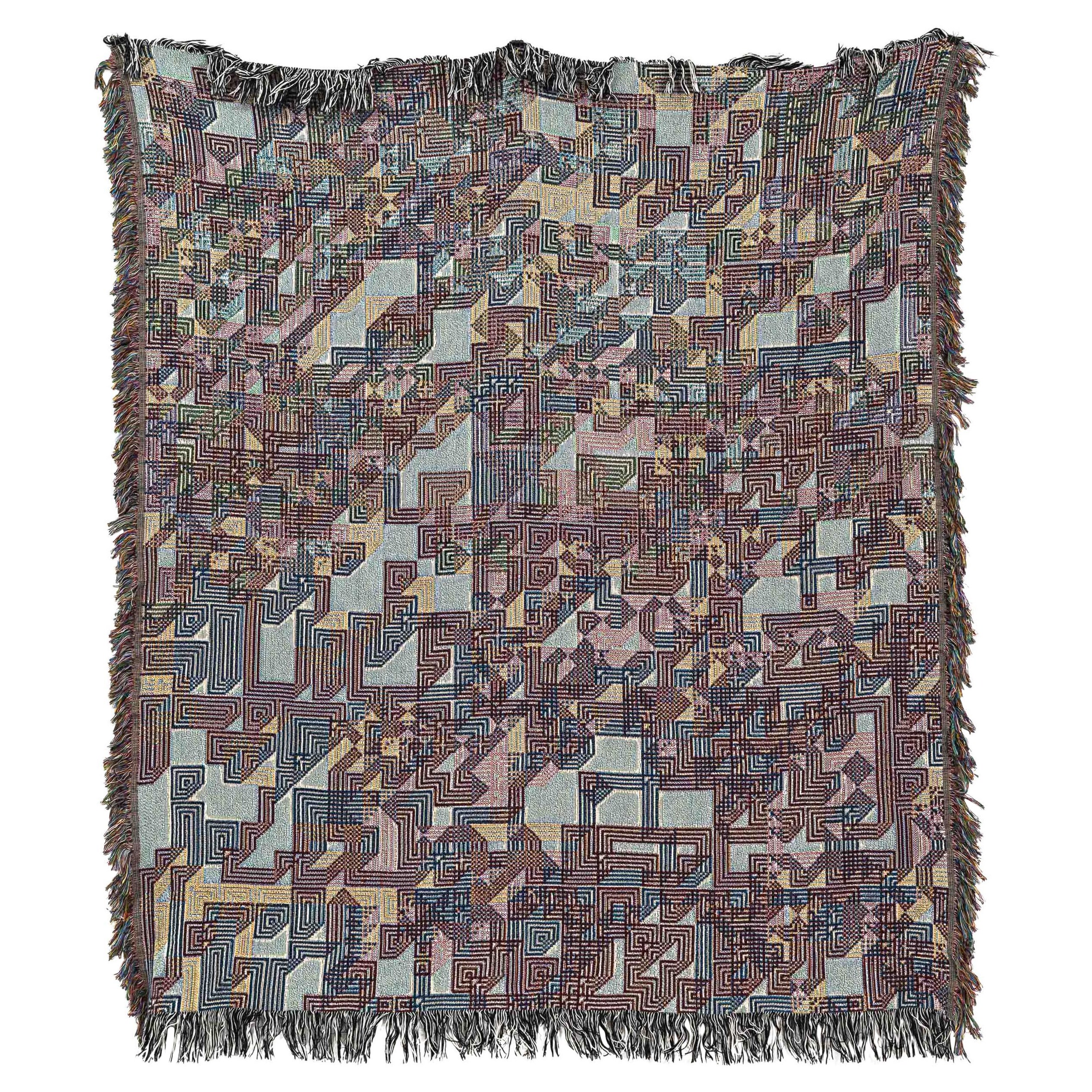 Multicolor Cotton Throw Blanket, Bit Map Series 02, Pixel Graphic , 37" x 52"