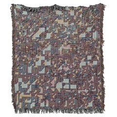 Multicolor Cotton Throw Blanket, Bit Map Series 02, Pixel Graphic , 37" x 52"
