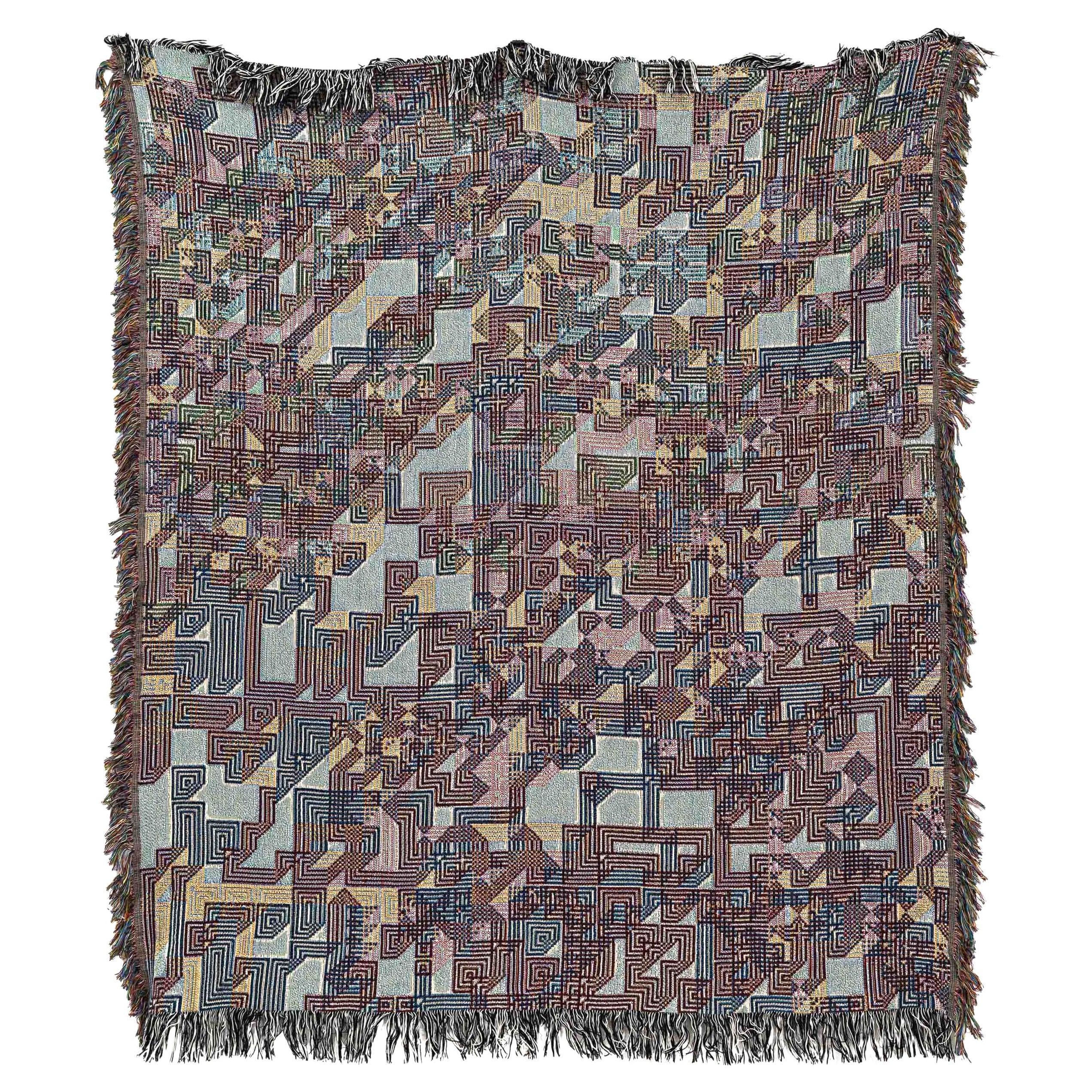 Multicolor Modern Graphic Cotton Throw Blanket, Bit Map Series 02, 60" x 80"