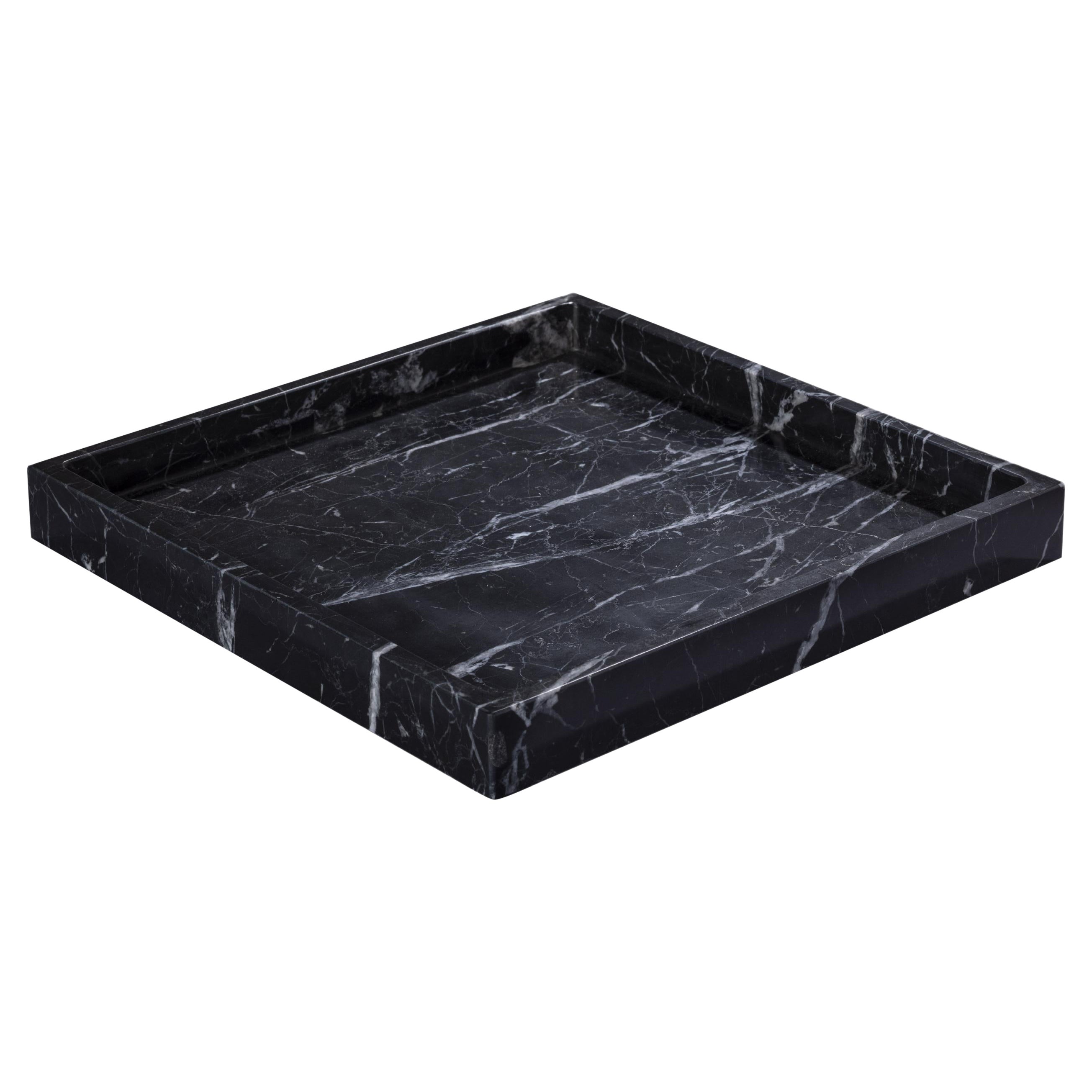 Bandeja Cuadrada de Mármol Marquina Negro