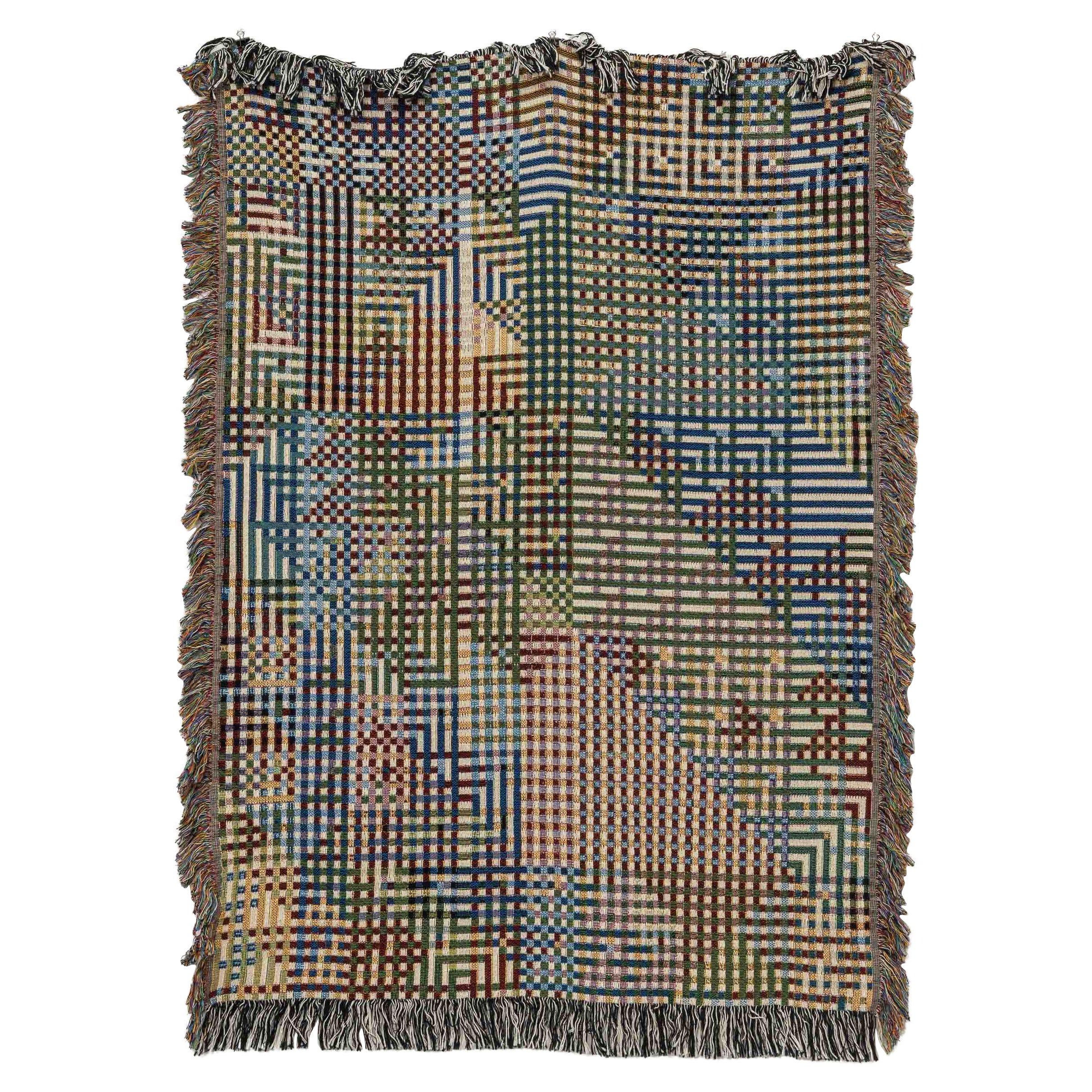 Bit Map Throw Blanket 03, 100% Cotton Woven Contemporary Pixel Art, 50" x 60"