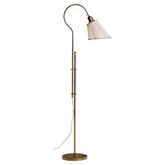 Bergboms, Floor Lamp, Brass, Fabric, Sweden, 1970s