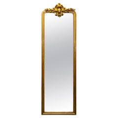 Specchio stretto Louis Philippe francese del XIX secolo con stemma