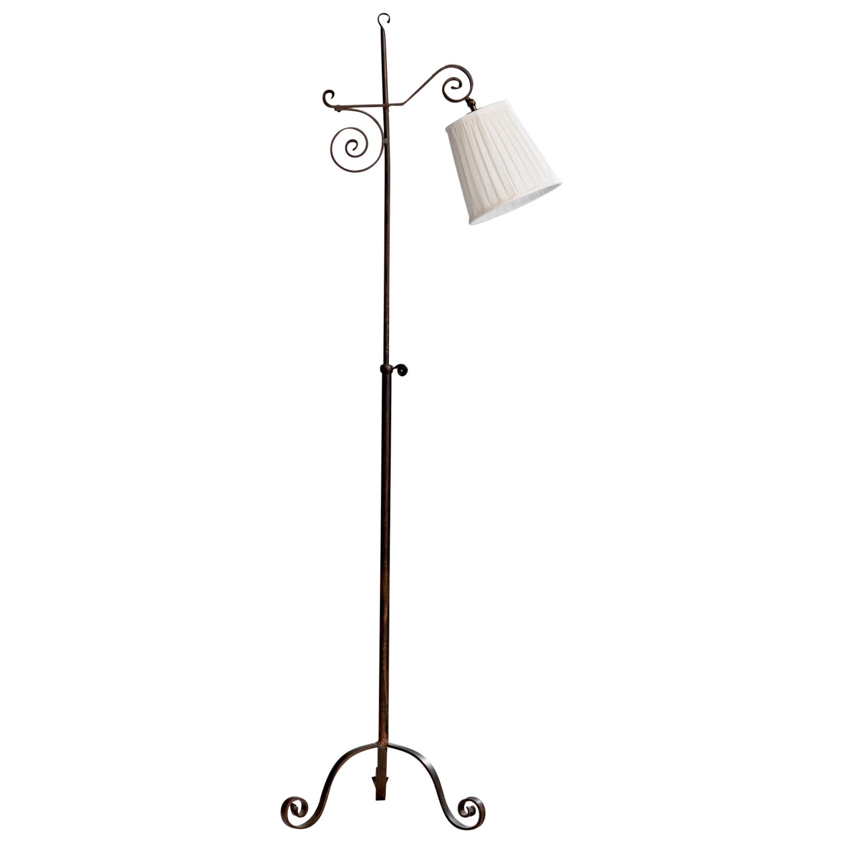 Swedish Designer, Floor Lamp, Iron, Fabric, Sweden, 1940s