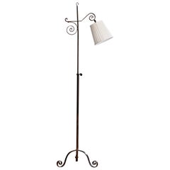 Schwedische Designerin, Stehlampe, Eisen, Stoff, Schweden, 1940er Jahre