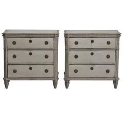 Antique Pair of Swedish Late Gustavian Period Painted Chests, 19th Century