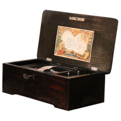 Early 20th Century French Mahogany and Painted Six-Song Cylinder Music Box