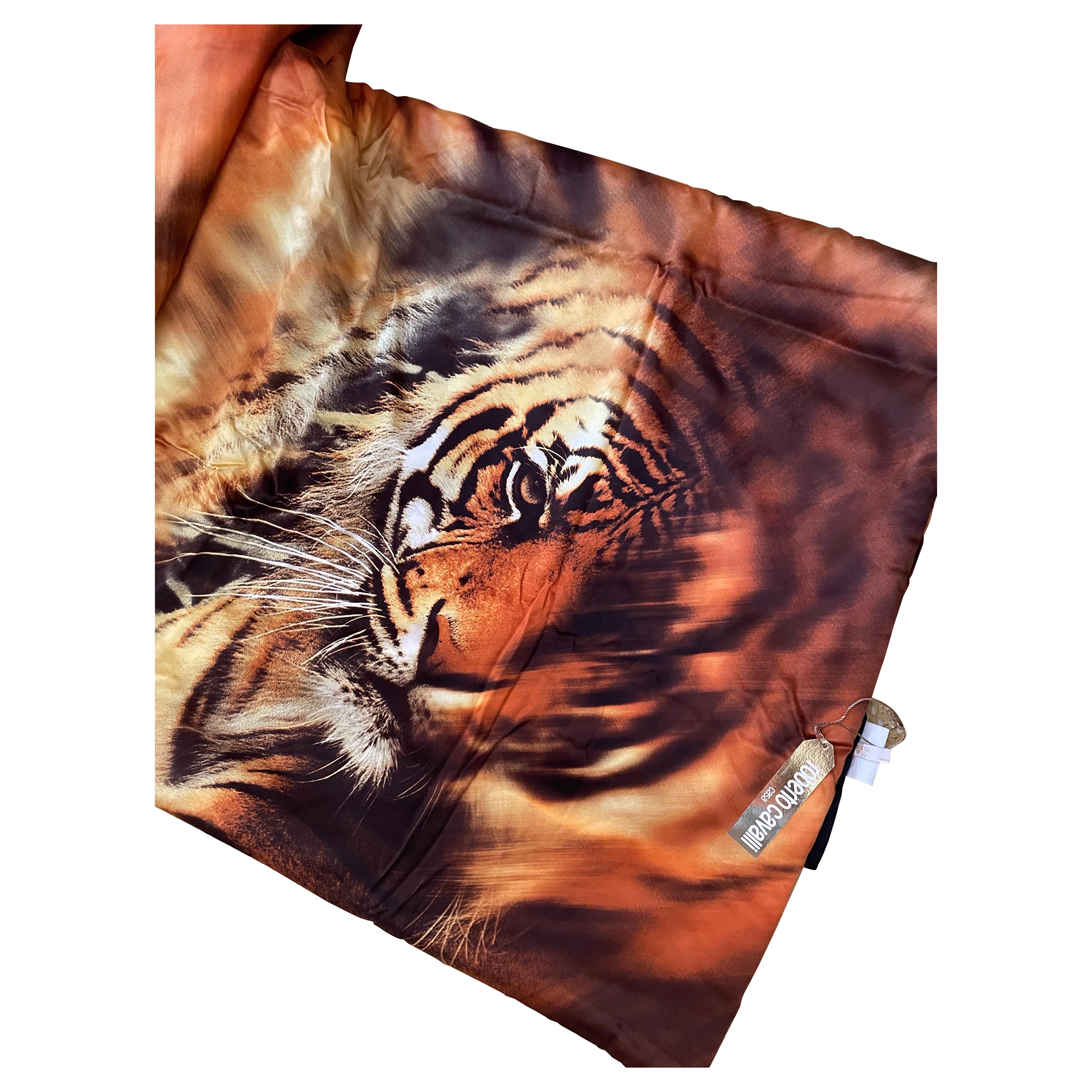 Roberto Cavalli Home Throw Plaid Tiger Silk Italy For Sale