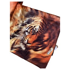 Roberto Cavalli Home Throw Karierter Tiger Seide Italien