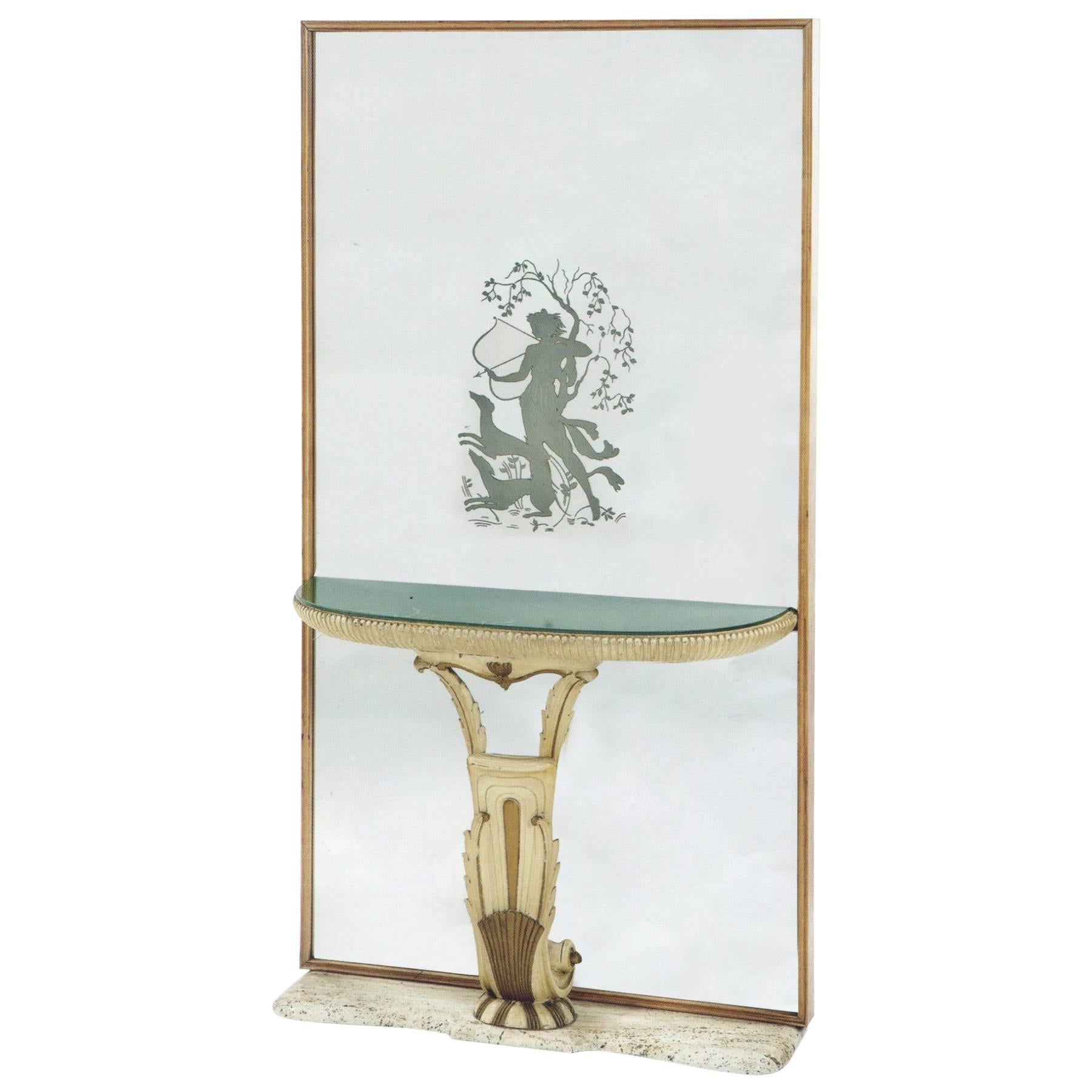 Mirrored Console by Fontana Arte Italy ‘Milan, ’ 1930s For Sale