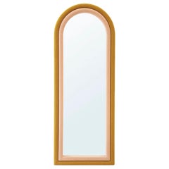Iris Floor Mirror by Merve Kahraman, Mustard & Pink Upholstered Arched Frame