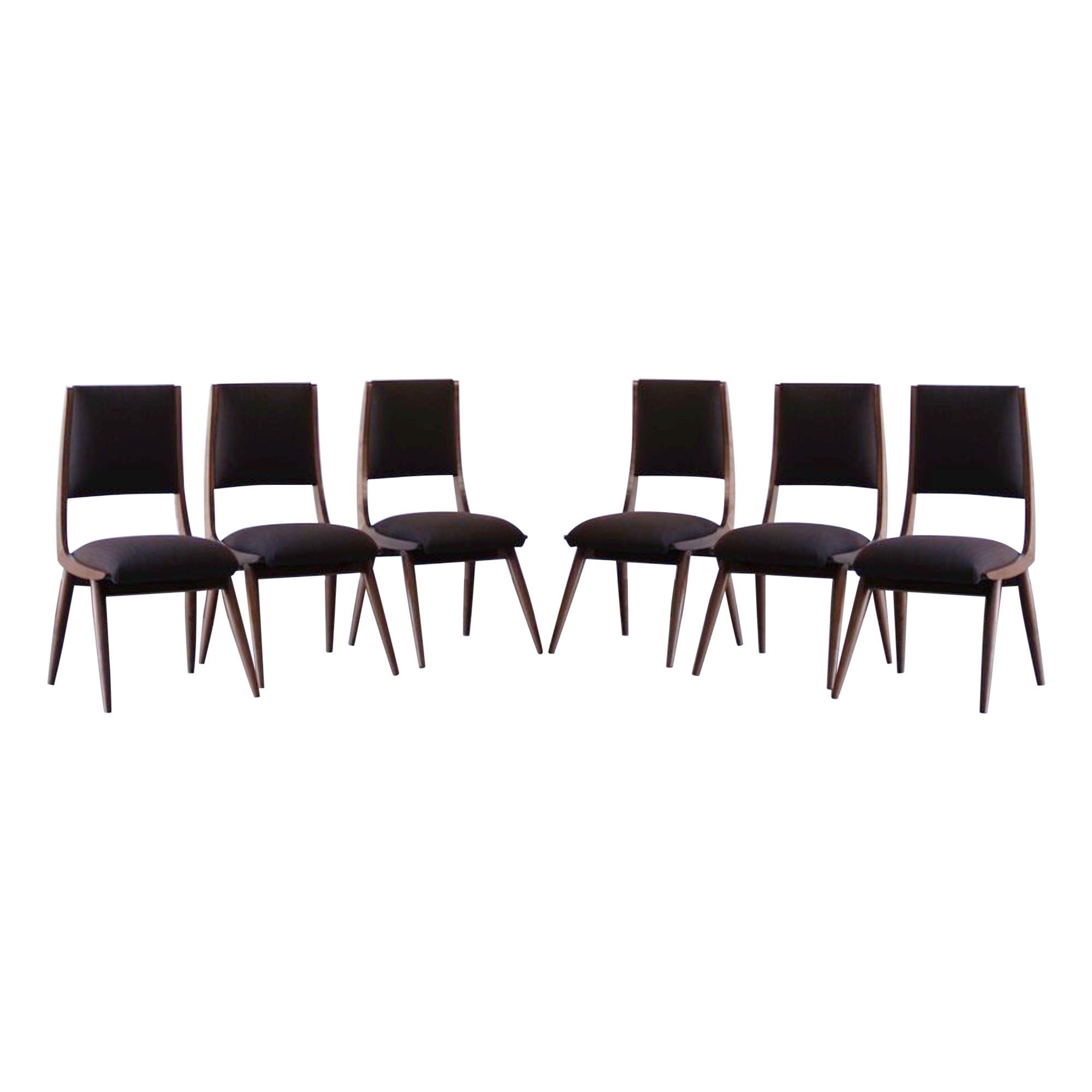 Set of 6 Parisiano Dining Chairs in Natural Walnut