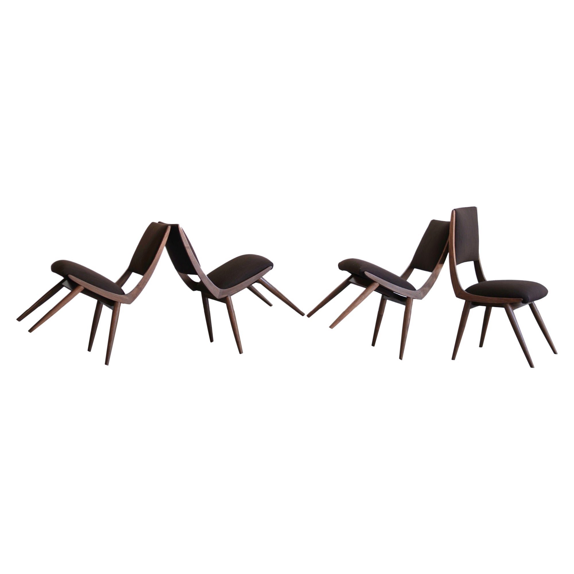 Set of 4 Parisiano Dining Chairs in Natural Walnut