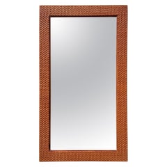 French Modern Style Woven Rattan Rectangular Floor /Full Length Mirror