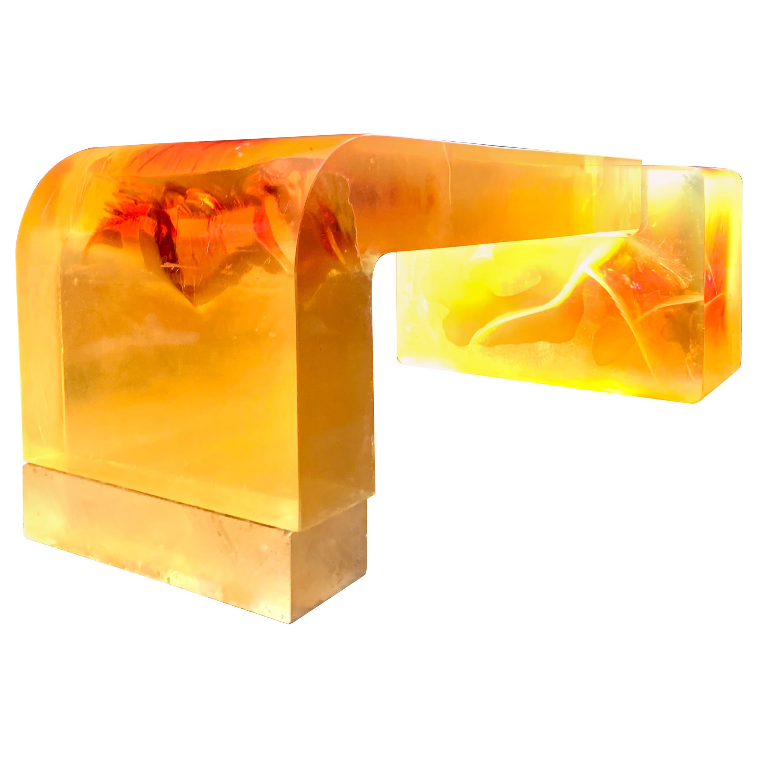 Monumentaler Couchtisch aus Lucite-Block in der Art von Gary Gutterman, 1970er Jahre, USA