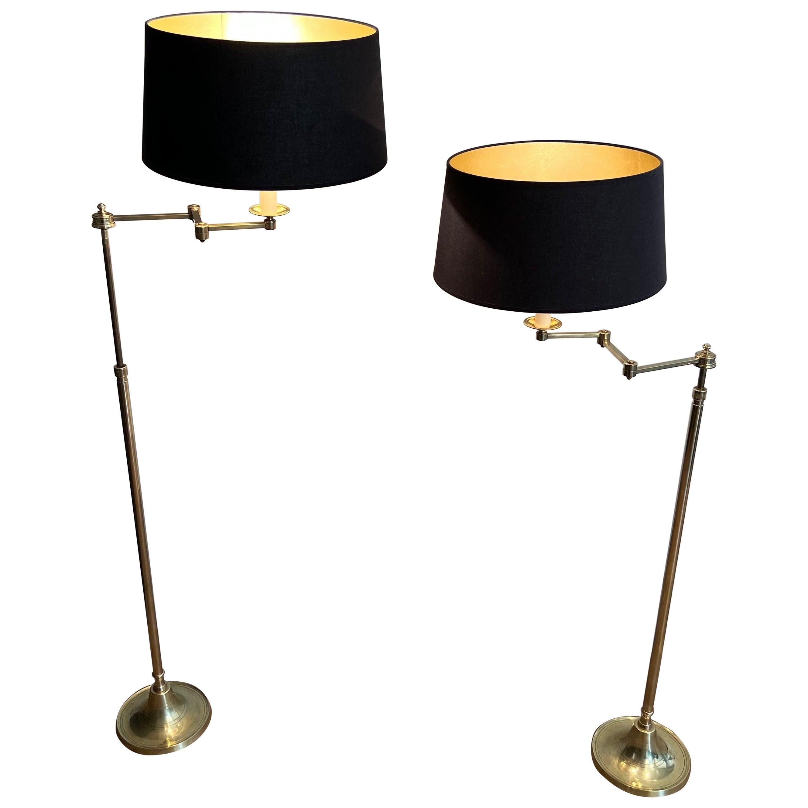 Pair of Brass Reading Lamp with Removable Arm