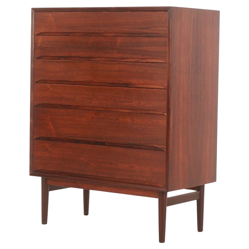 Danish Modern Six Drawer Highboy Dresser in Rosewood
