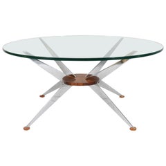 Space Age Round Coffee Table in Rosewood + Glass