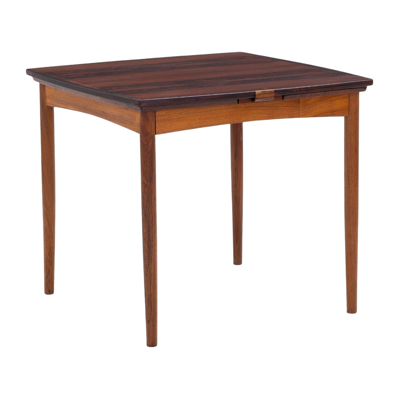 Table de salle à manger en bois de rose Arne Wahl Iversen Square Bow Edge Draw Leaf en vente